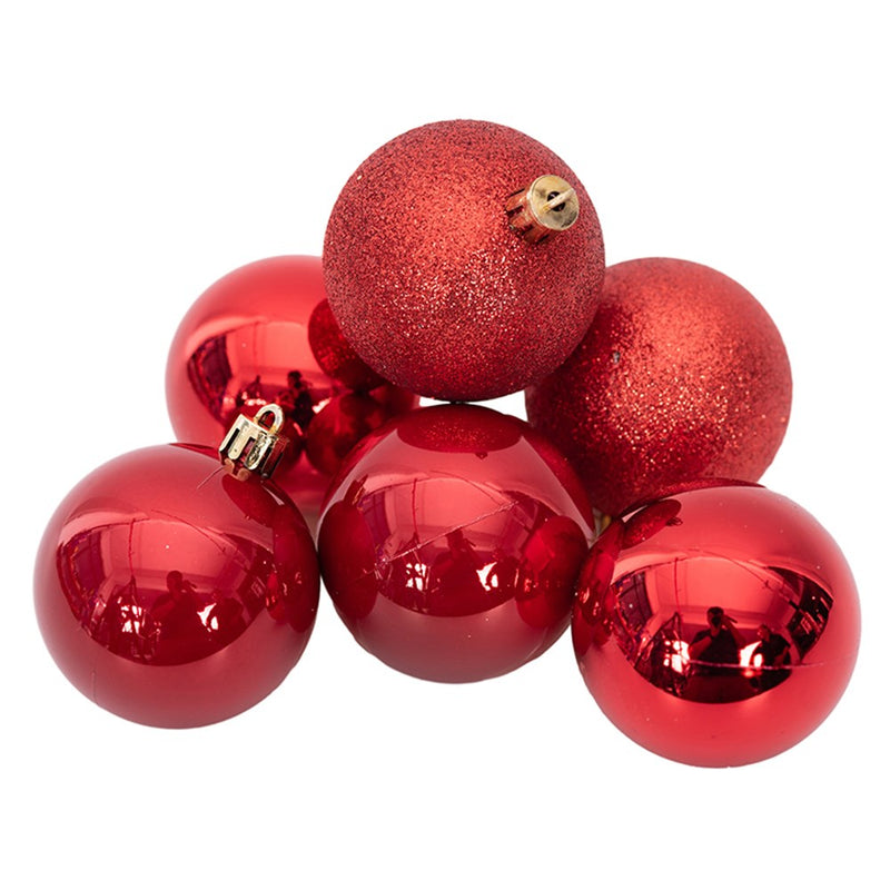 Tube of 6 red shatterproof Christmas baubles