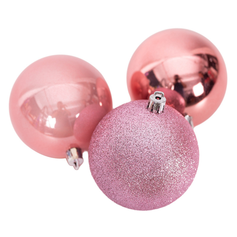 Baubles Pink Shatterproof (Shiny, Pearl, Glitter) 8cm 3pk