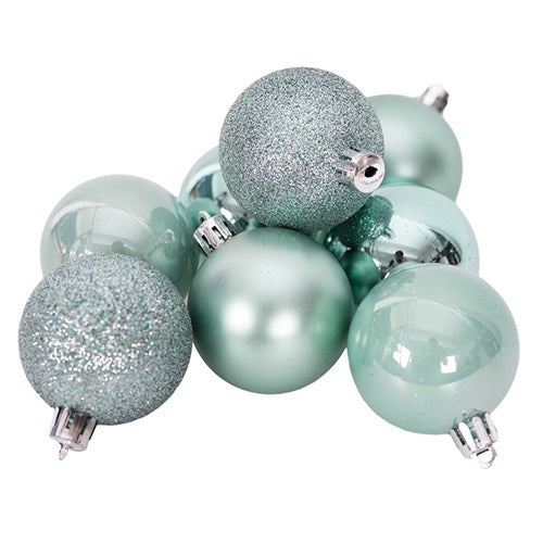 Baubles 5cm Mint Shatterproof Pack of 8 (Shiny, Pearl, Glitter)