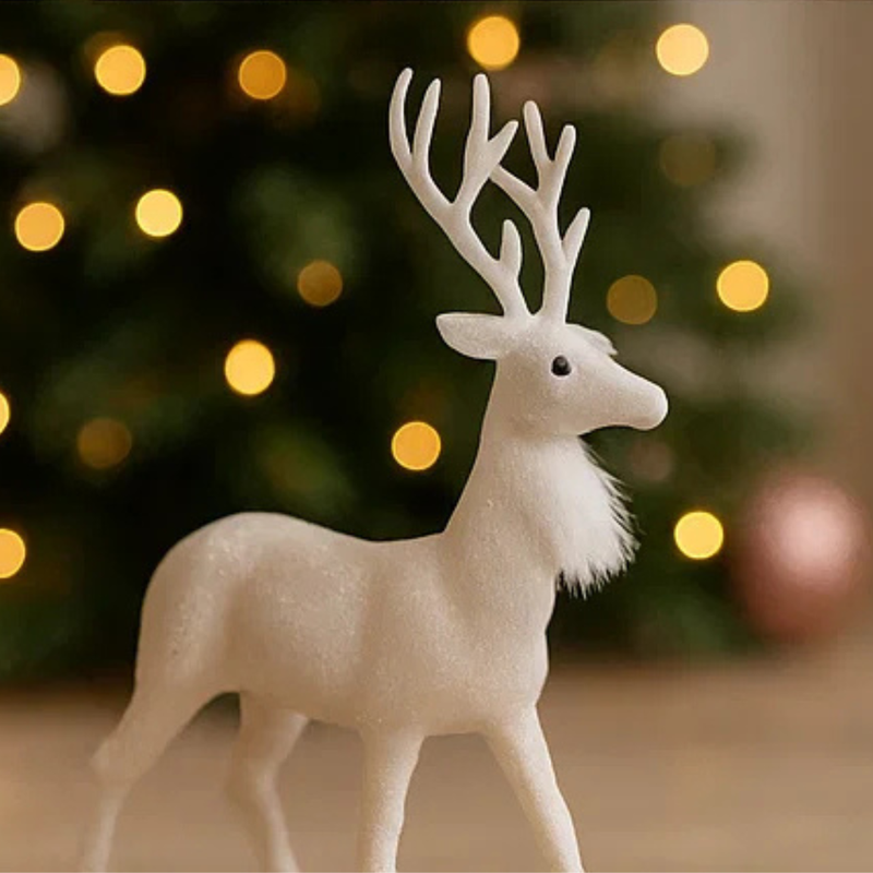 Glitter Reindeer White 23x34x6cm