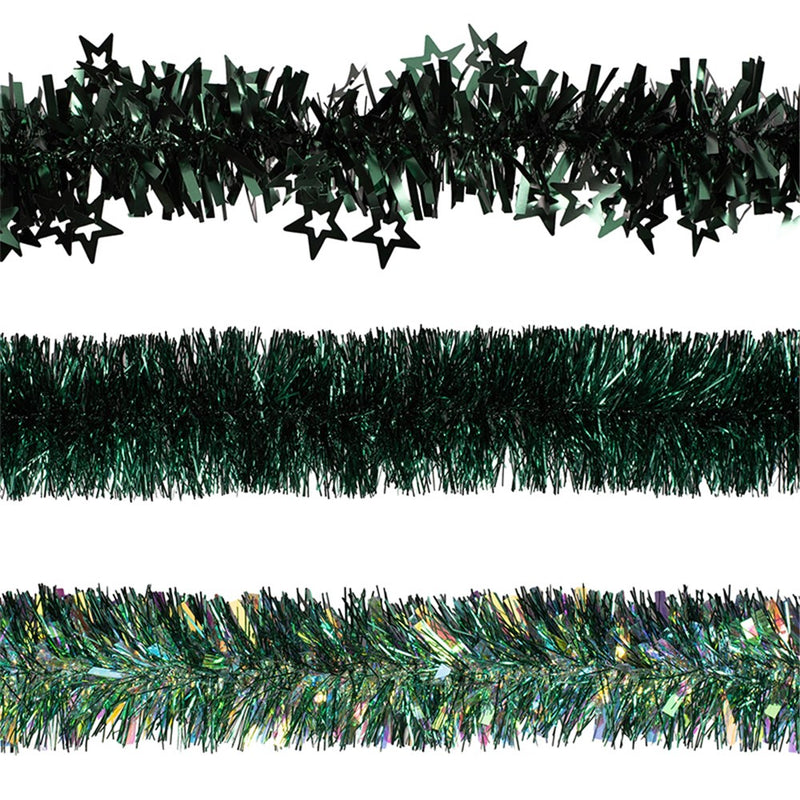 2m forest green tinsel garland