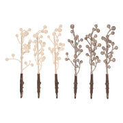 Set of five decorative branches with berries on a white background