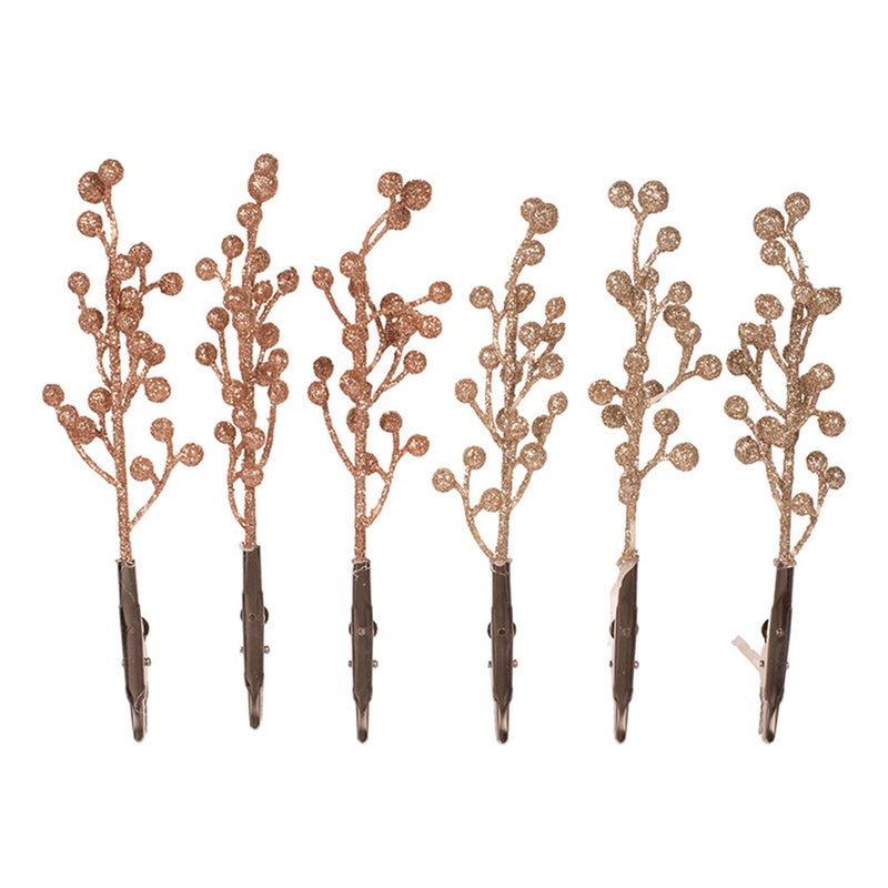 Pack of 3 rose gold berry clips for tree