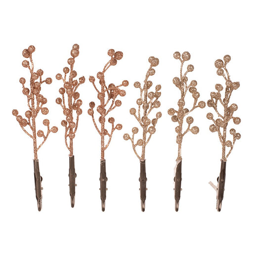 Pack of 3 rose gold berry clips for tree