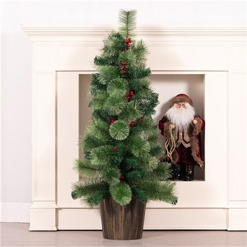 Berry & Pinecone Pre Decorated Christmas Tree In Pot 120cm with 110Tips