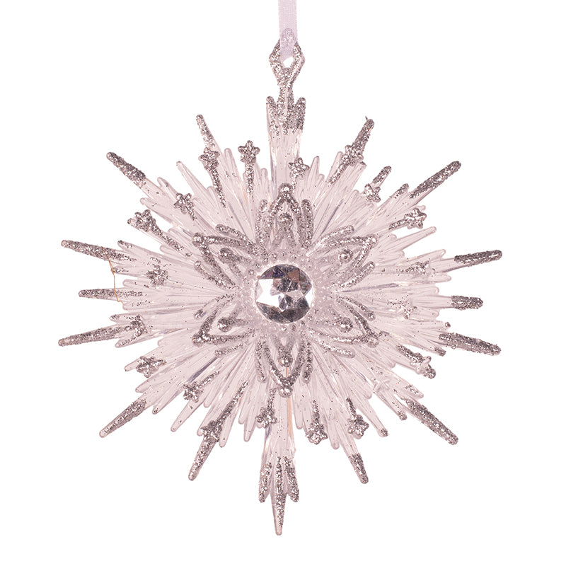 Tree Ornament Acrylic W/Silver Glitter 13Cm