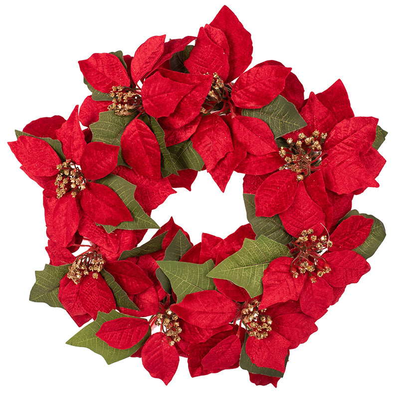 Wreath Red Poinsettia 50cm