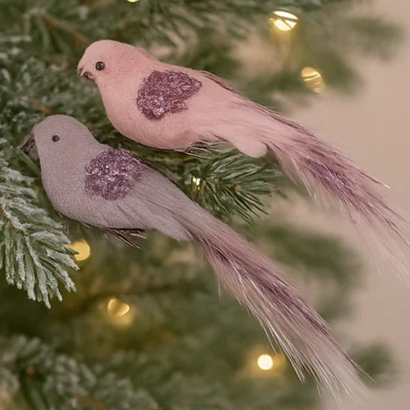 Bird with Clip Dusty Pink and Lavender 42x12x9cm