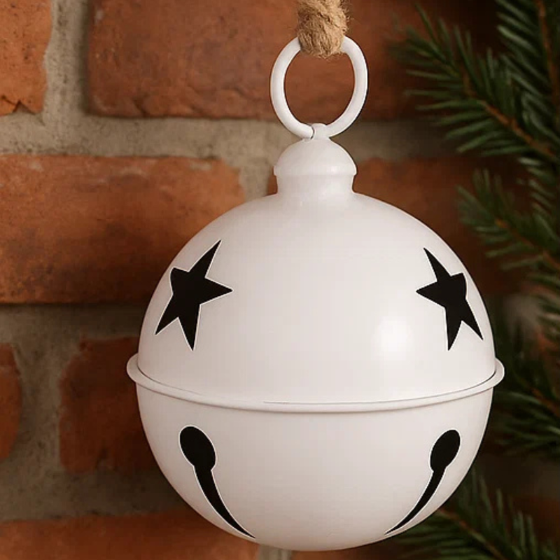 White Metal Bell with Star Cut Out 24cm