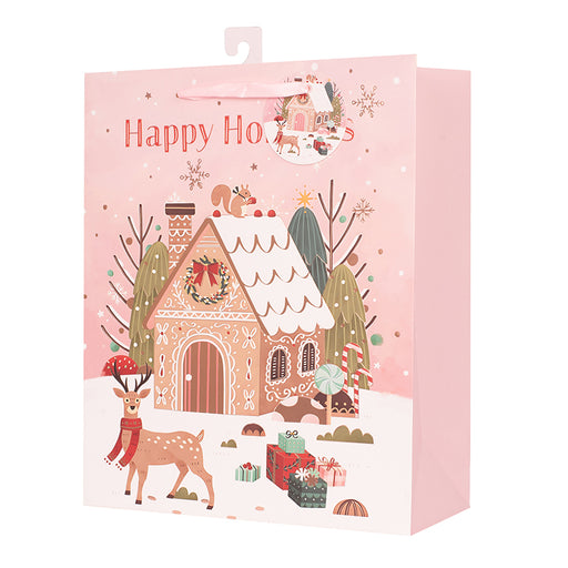 Gift Bag Gingerbread House Large 26X32X12cm