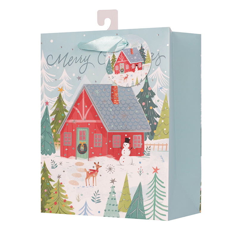 Gift Bag Christmas Barn Medium 18X23X10cm