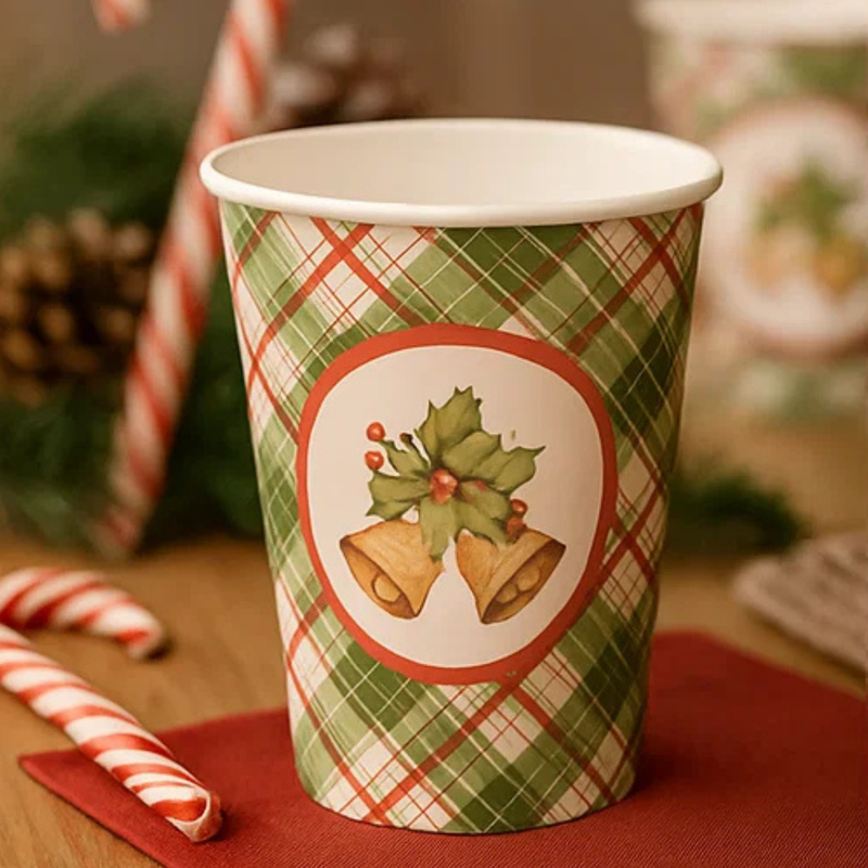 Jingle Bells Paper Cups 9oz/266ml 12pk