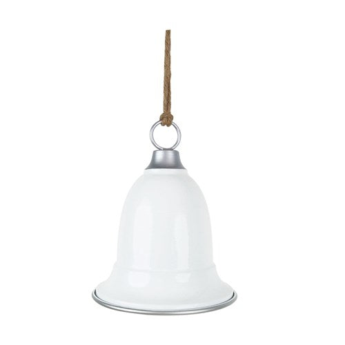 White Bell with Silver Top And Rim 15X19cm