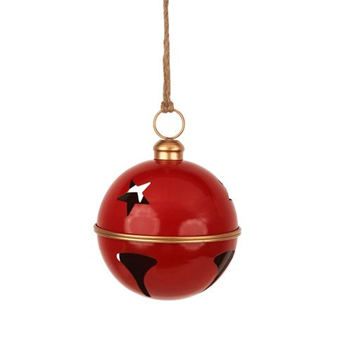 Red Sleigh Bell with Champagne Cap & Rim 20cm