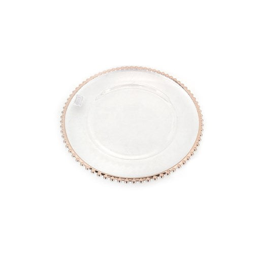 Clear Charger with Rose Gold Rim 33cm