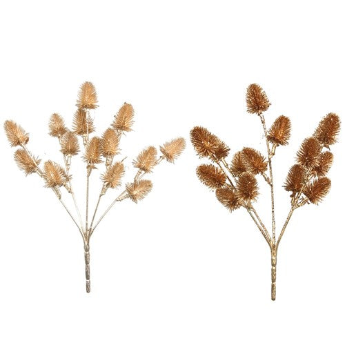 Gold & Platinum Pine Cone Stem Bunch 30cm 2 assorted