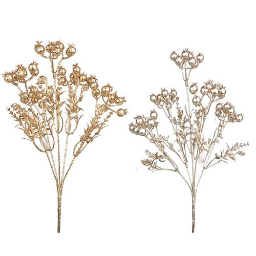 Gold & Platinum Berry Bunch 33cm 2 assorted