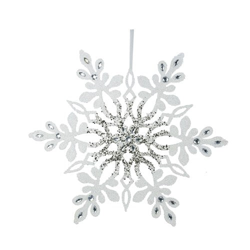 White Glitter Snowflake with Champagne Sequin Centre 38cm