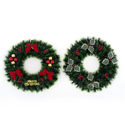 Tinsel Wreath 38cm Green 2 assorted