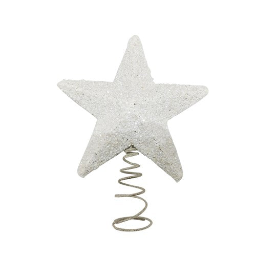 Tree Topper White Glitter Star 26X31cm