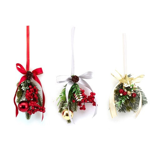 Hanging Bell Deco Red, Gold, Silver Door Hanger 15cm 3 assorted
