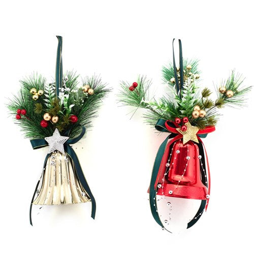 Hanging Bell Deco Red, Gold Door Hanger 15cm2 assorted