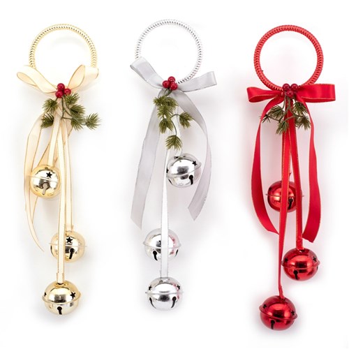 Hanging Bell Deco Red, Gold, Silver Door Hanger 15cm 3 assorted