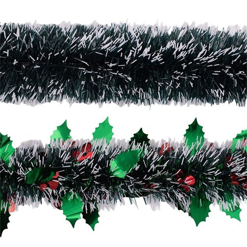 Tinsel 6Ply 2m Berry & Snowcap mix 2 assorted