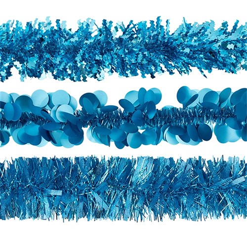 Tinsel 6Ply 2m Mix -Teal Blue 4 assorted