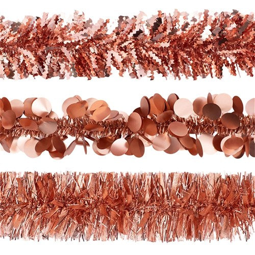 Tinsel 6Ply 2m Mix -Rose Gold 4 assorted