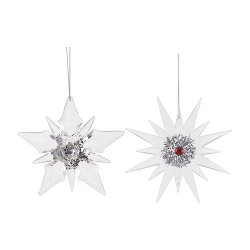 Acrylic Snowflake Ornament 9.2cm, 12.3cm 2 assorted