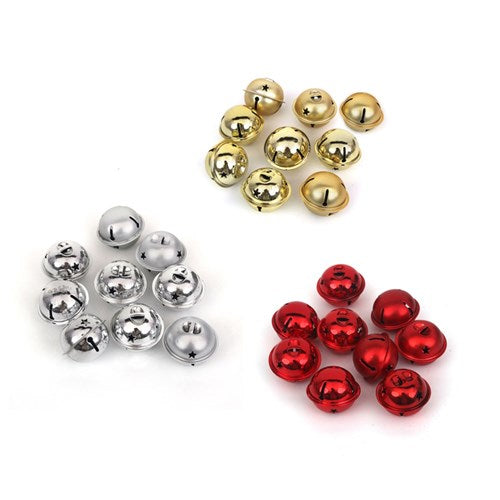 Metal Bells Red, Gold, Silver 9Pk 4cm 3 assorted