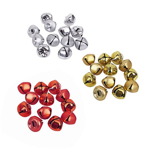 Metal Bells Red, Gold, Silver 12Pk 2cm 3 assorted