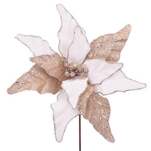 Champagne&Ivory Poinsettia Stem 39cm
