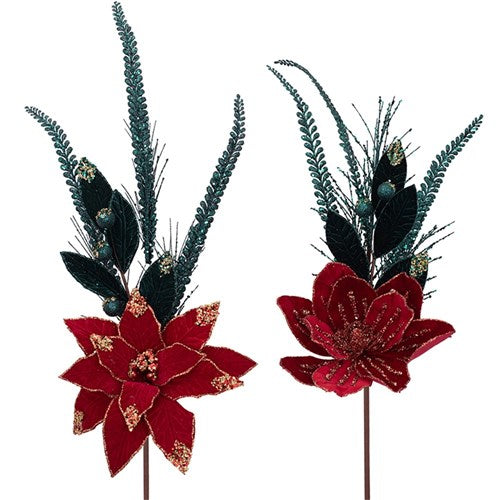 Poinsettia & Magnolia Bunch 65cm 2 assorted