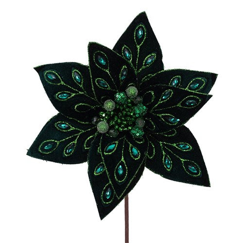 Poinsettia 29cm Emerald Jewelled