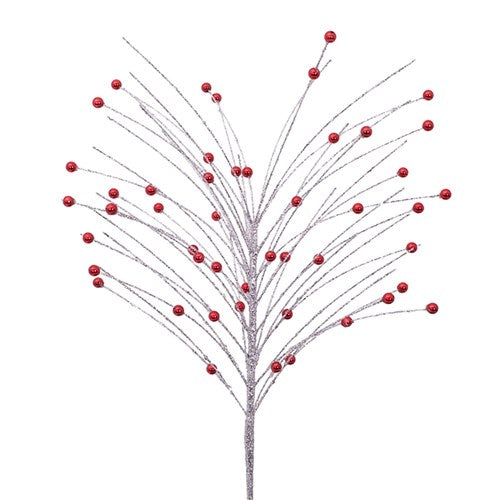 Silver & Red Spray 61cm