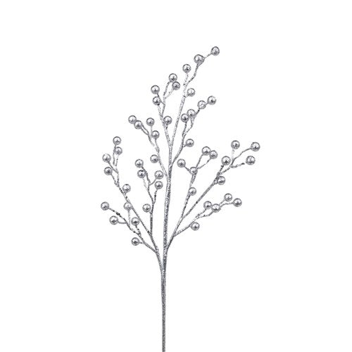 Silver Glitter Berry Spray 76cm