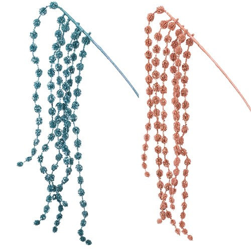 Teal & Coral Glitter Drop Pick 110cm 2 assorted