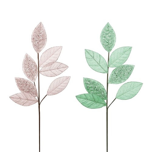 Sage & Dusty Pink Leaf Stem 70cm 2 assorted