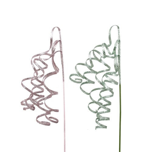 Sage & Dusty Pink Swirl Glitter Stem 73cm 2 assorted