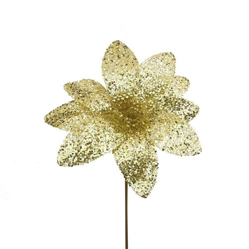 Champagne Glitter Poinsettia 32cm with 50cm Stem