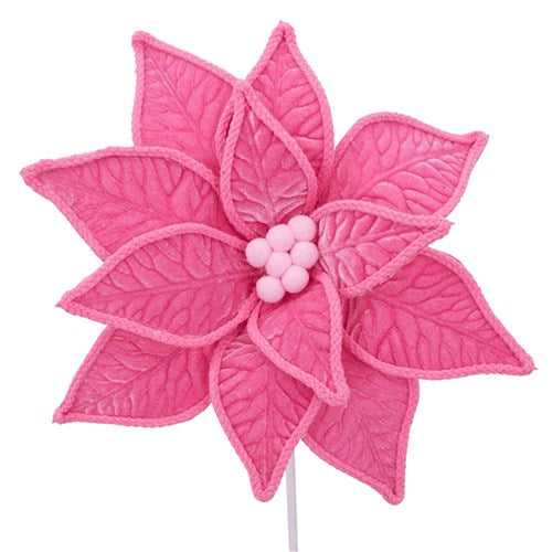 Candy Pink Velour Poinsettia 31cm with 50cm Stem