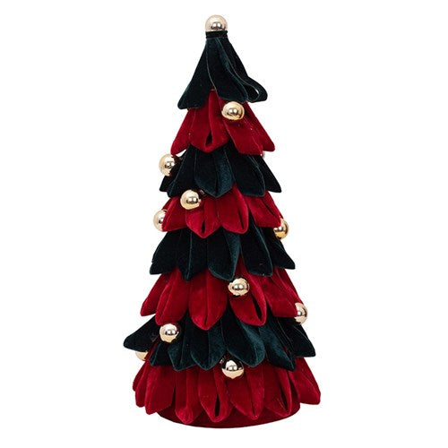 Christmas Tree 52cm Red&Emerald Velour with Gold Baubles