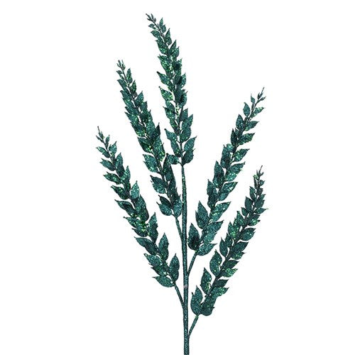 Emerald Green Glitter Leaf Stem 90cm