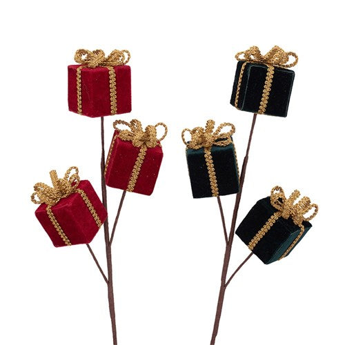 Gift Boxes 67cm Stem Emerald Green & Red Velvet 2 assorted