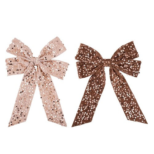 Bow Copper & Champagne Sequin 22X29cm 2 assorted