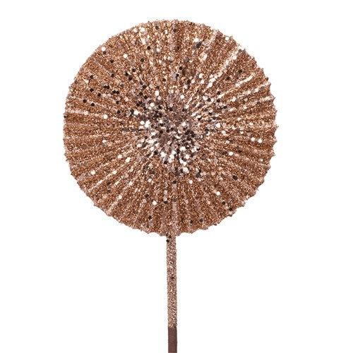 Rose Gold Glitter Fan with 51cm Stem 16cm