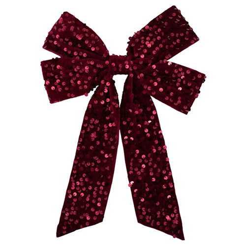 Bow Burgundy Sequin 25cm