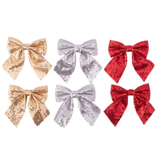 Bow Sequin 2Pk 11X12cm 3 assorted